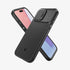 ACS06599 - iPhone 15 Pro Max Case Optik Armor (MagFit) in black showing the back with lens slot open